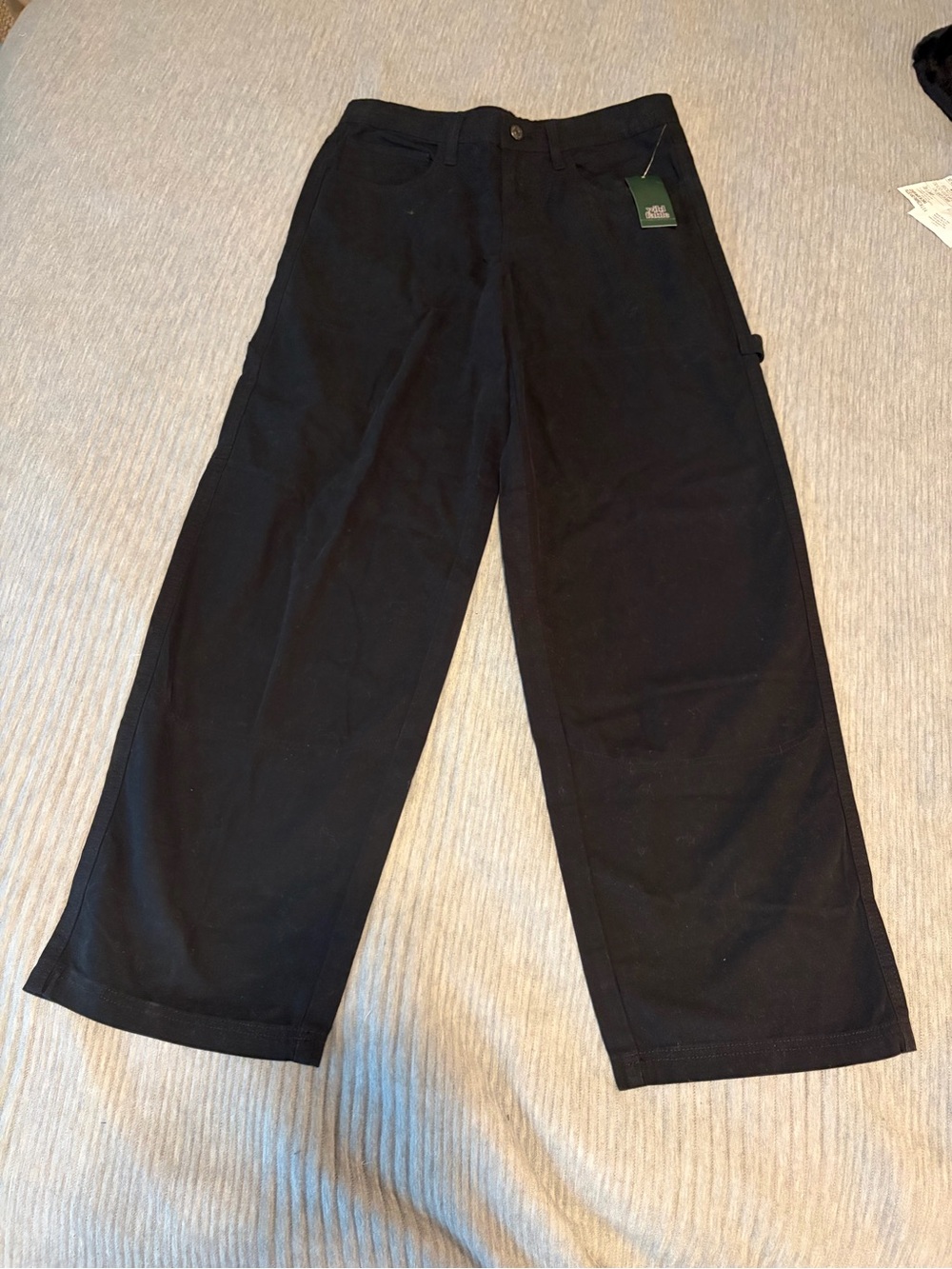 NWT Target Wild Fable Black Twill Carpenter Pants with Seamed Details, Size 6